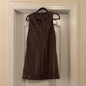 PAIGE Brown Faux Leather Sleeveless Shift Dress